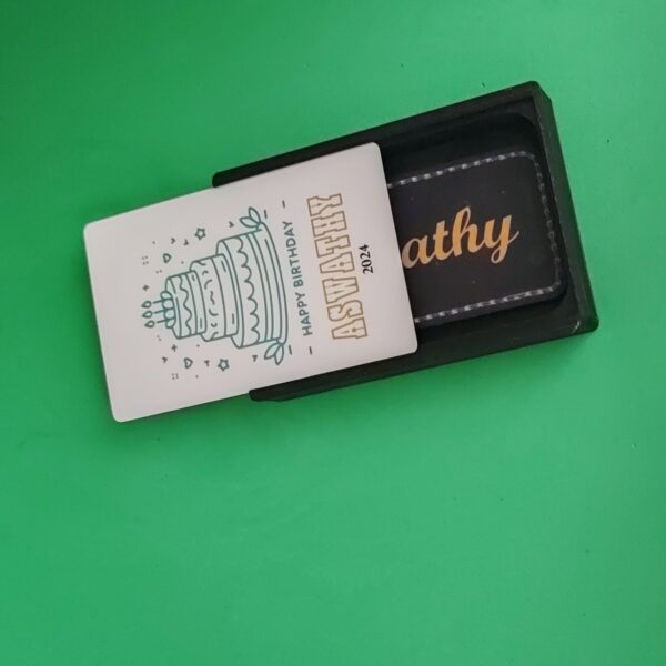 Leather Key chain with Golden text in a custom box - Image 2